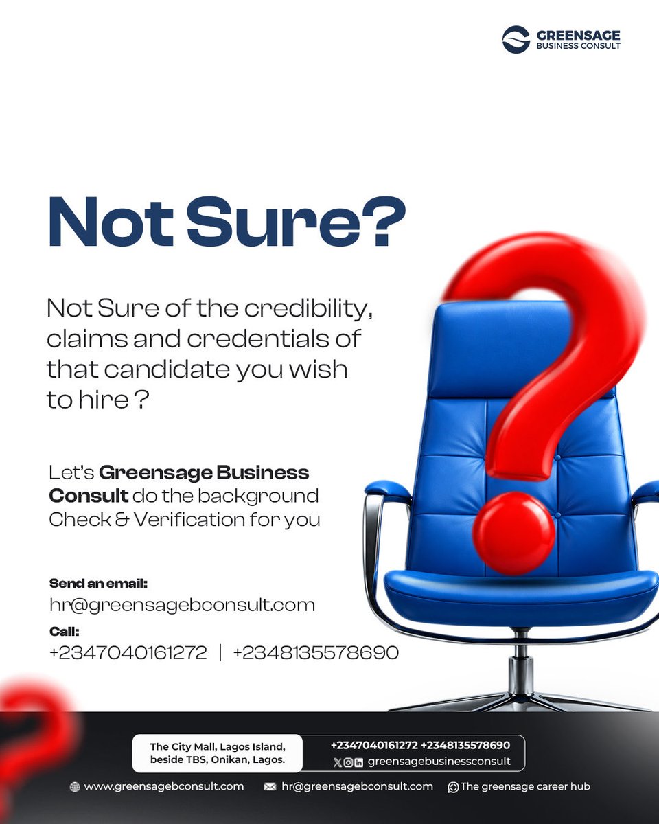 GreensageC's tweet photo. A polished CV can tell you what a candidate claims. Verification helps you establish what can actually be confirmed.

Before you make your next hire, verify the credentials, employment history, qualifications, references, and other relevant information that matter to the role. https://t.co/BfmwRvIzvD