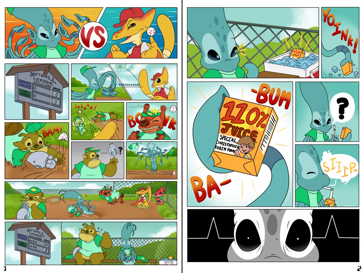 ExperimentKC's tweet photo. Yin and Slugger face off in an epic game of baseball! Slugger seems to dominate as usual until Yin finds an unusual juice box in her team's cooler. After she starts making a comeback, Slugger finds his own strange juice box.
Thanks to @AngoraRam for drawing these!
#LiloAndStitch https://t.co/2kuvDHkAws