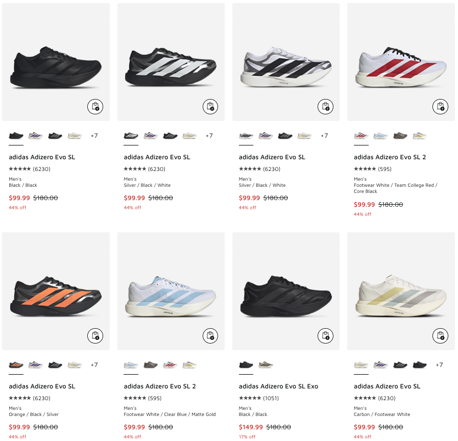 CDNnotify's tweet photo. The adidas Adizero Evo SL is on sale for $99.99 (44% OFF) on Foot Locker CA 🇨🇦  

https://t.co/5zMh6KZRvy https://t.co/xZW9juuiav