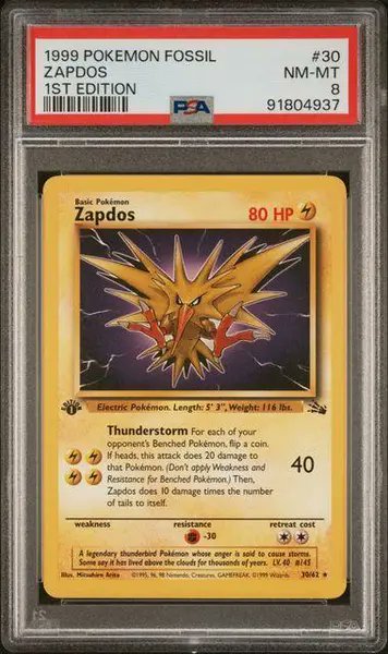 slabgeek's tweet photo. 🔥 NEW LISTING 🔥

> 1999 Zapdos #30
> PSA 8
> $110 💰

Now available on SlabGeek.

💬 Chat directly with the seller
💸 0% buyer &amp; seller fees

View listing:
https://t.co/ELoiTZfeGB https://t.co/dLK9Q4mlDT