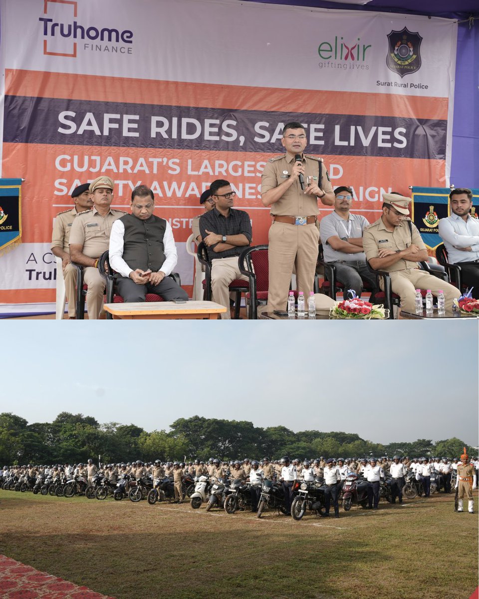 ElixirIndiaOrg's tweet photo. Truhome Finance, in partnership with Elixir Foundation &amp; Surat Rural Police, continues to promote road safety through meaningful action.

As part of our Safe Rides. Safe Lives initiative, 1250 helmets were distributed among police personnel in presence of SP Rural, Surat Police. https://t.co/XNIg1obbVq