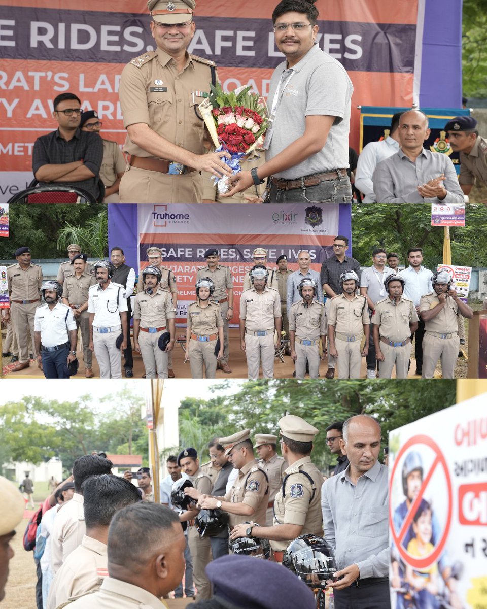 ElixirIndiaOrg's tweet photo. Truhome Finance, in partnership with Elixir Foundation &amp; Surat Rural Police, continues to promote road safety through meaningful action.

As part of our Safe Rides. Safe Lives initiative, 1250 helmets were distributed among police personnel in presence of SP Rural, Surat Police. https://t.co/XNIg1obbVq