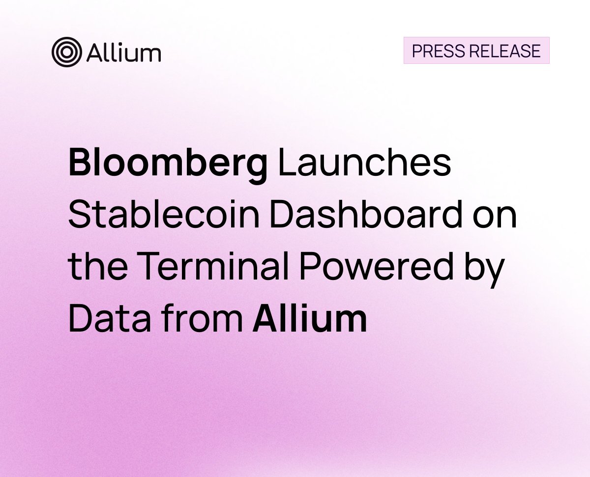 AlliumLabs's tweet photo. Bloomberg has launched a stablecoin dashboard on the Bloomberg Terminal, powered by data from Allium.

Available today at RWAS <GO>. https://t.co/nqKrANUAk0