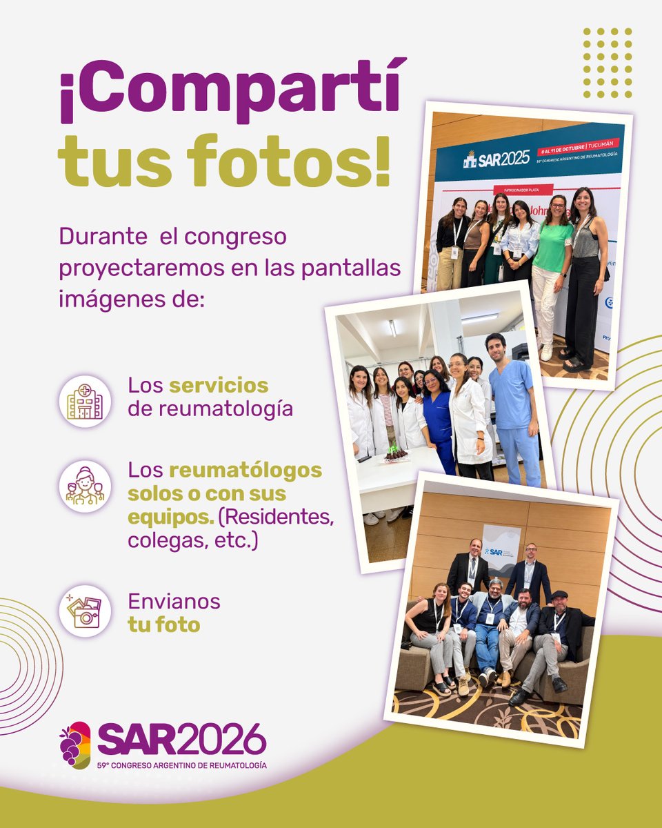 ComunidadSar's tweet photo. ¡Queremos que todos sean parte de SAR2026! 💜
Subí tus fotos acá:

📸 Subí tus fotos y compartilas con toda la comunidad SAR.

Subí tus fotos acá:
https://t.co/owSdmDivgI

¡Queremos verlos a todos en SAR2026!

#SAR2026 https://t.co/9CKWP4eWsv