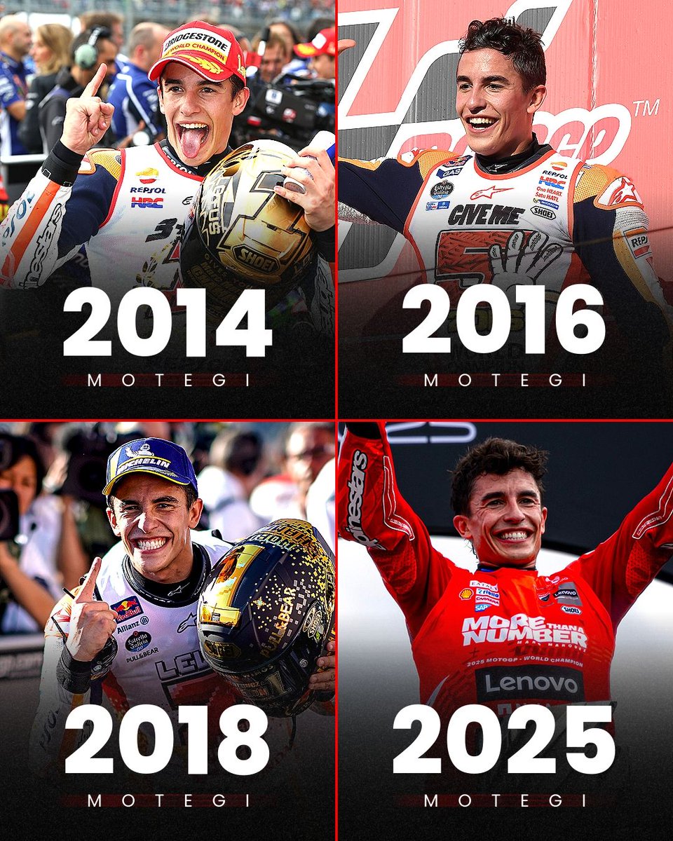 mgp1official's tweet photo. Japan's a special place for the reigning World Champion! Marc Marquez clinched four of his nine titles at Motegi 🇯🇵🏆

#MotoGP https://t.co/uIw1h4LSXK
