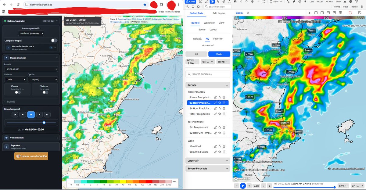 Valencia_WX's tweet photo. Estamos haciendo los mapas de mañana pero avisar de que mañana es una situación dificil de pronosticar por su gran complejidad y junto a ello también es una situación muy peligrosa. 

Antes que nada, avisar a todo el mundo, que va a ir por pueblos y no exageramos que en tu pueblo pueden caer 200mm en 3-4h y en el vecino 10mm.
