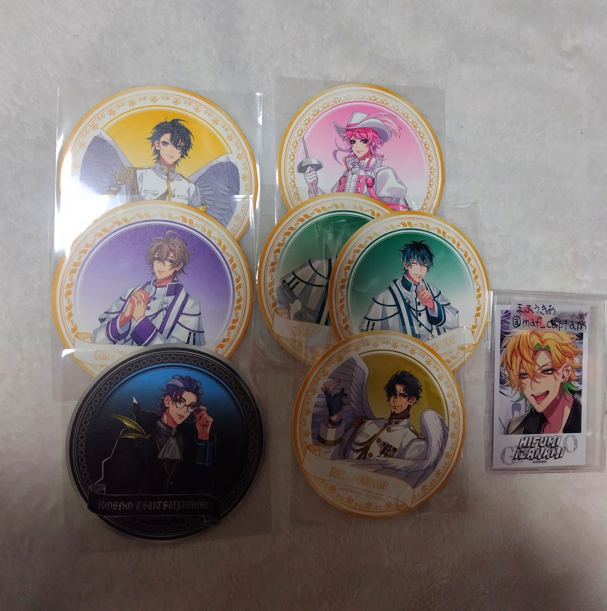 maf_captain's tweet photo. 【交換】ヒプマイ　ヒプノシスマイク　カフェ　9th　コースター

譲）
三郎、✧乱数、幻太郎、☆簓２、盧笙、零

求）
☆一郎、二郎、✧一二三、空却、十四、獄

郵送交換希望です
☆同士、✧同士が優先です
検索からお気軽にお声掛けください🐱 https://t.co/dTI9Pq3S1W