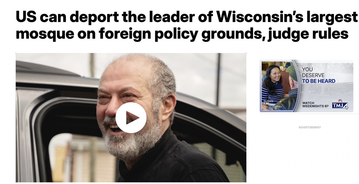SteveCortes's tweet photo. Great news:

The Trump-Vance administration can deport the leader of Wisconsin’s largest mosque who had past terrorism convictions. https://t.co/GeYhpztzPP