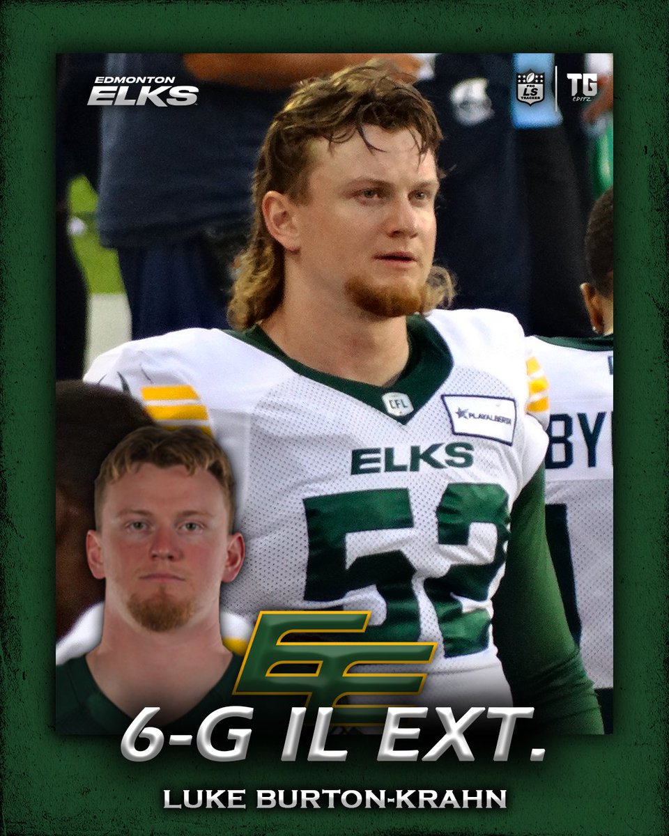 ProSnapTracker's tweet photo. 6-GAME IL EXTENDED:

The Elks have extended Luke Burton-Krahn on the 6-Game Injured List. Luke has been dealing with an achilles injury.

#LukeBurtonKrahn #Elks #LongSnap #LongSnapper #LongSnapping #Football #Pro #CFL https://t.co/hNMraPzN9h