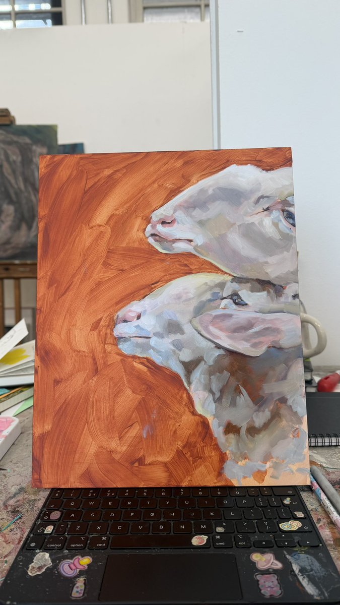 pusheenbakes's tweet photo. update on my painting (ntm on it. My first time using oils in years) &amp; my outfit! https://t.co/5Rri4OtInm