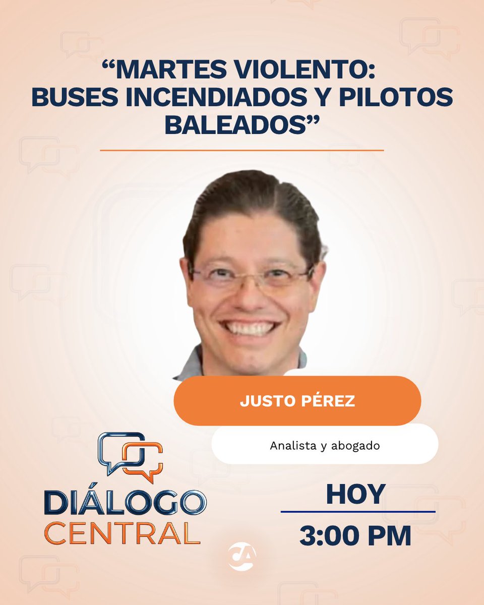 ⚖️📋 No se pierda hoy #DiálogoCentral, junto al Lic. Justo Pérez, analista y abogado. 🏛️🔎 Conversaremos sobre la carta abierta de los transportistas al min…