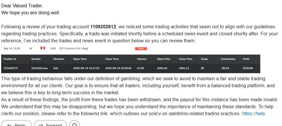 Rohitfx315's tweet photo. PAYOUT REJECTED 🚨
@AlphaCapitalUK

 News Window violation.

📌 Trade opened: 13 minutes before the news
📌 Trade closed: 5 minutes 45 seconds after the news

the position was opened before the 5-minute news window and remained open until 5 minutes 45 seconds after the news. https://t.co/PYBhWYYm7Y