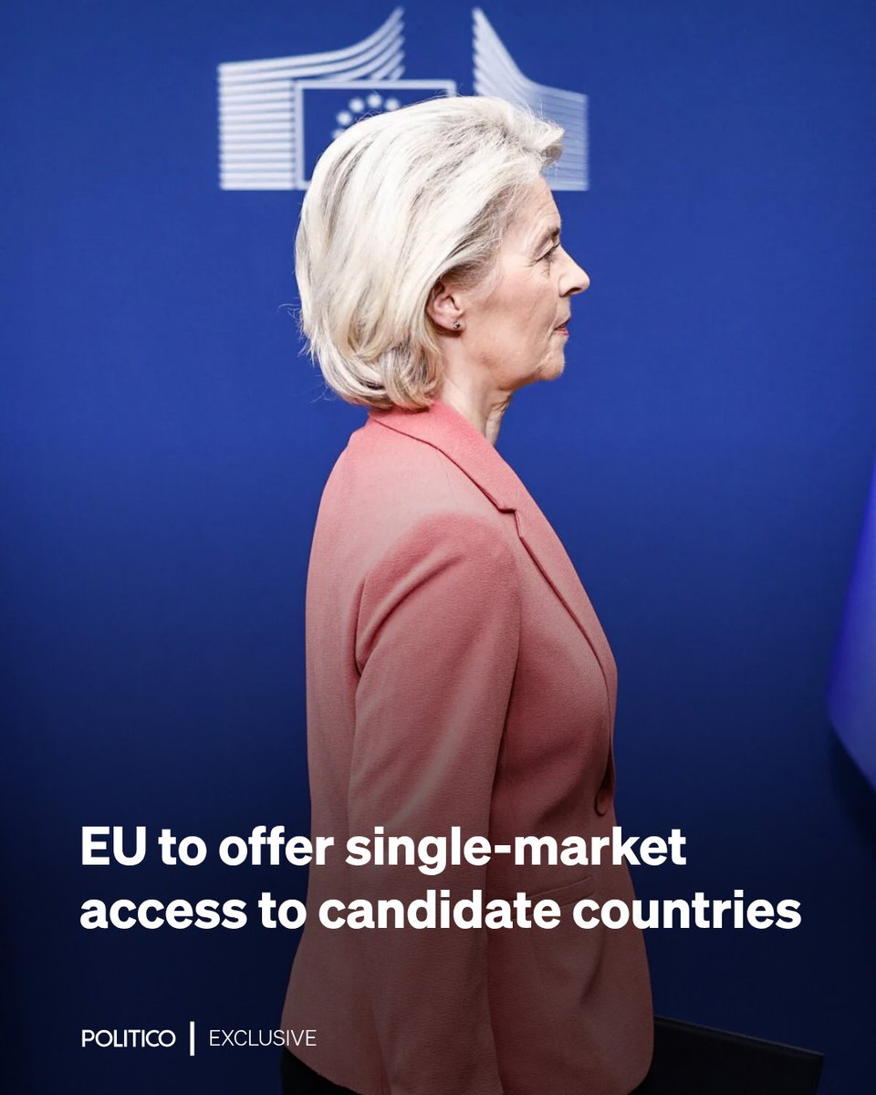 POLITICOEurope's tweet photo. EXCLUSIVE: The EU will open its vast economy to countries waiting to join its ranks, provided they agree to stand with the bloc against hostile states and industrial rivals.

https://t.co/TK7L9xKwzB https://t.co/wk4vDp0PrO