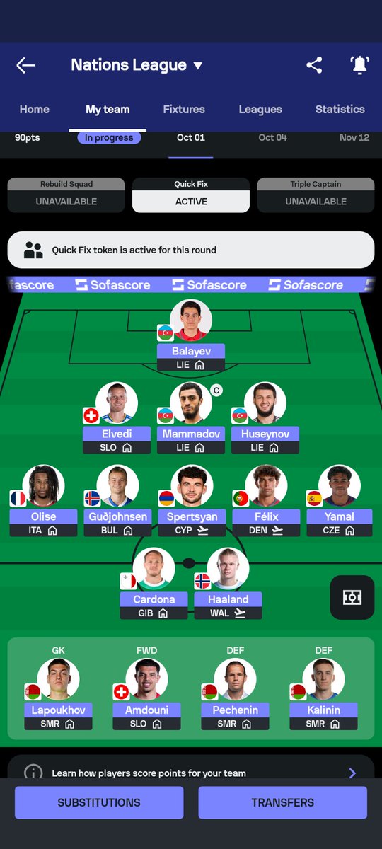 Fpljake26's tweet photo. 🌎3222 in Nations league fantasy 
 
Quick fix 3 
Targeting 🇦🇿 H - 🇱🇮 and 🇧🇾 H -🇸🇲
Both Very high  chance of keeping a cs so going triple defence.  idk to much about their attack as well so it makes sense , only bad thing is yamal is obv gonna haul but can't use TC this week https://t.co/CSsonK6ffu