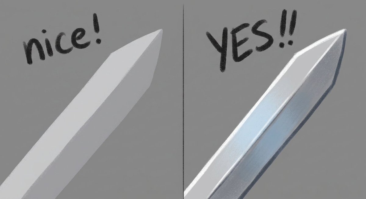 deskmatis's tweet photo. How to perfectly render a sword https://t.co/9OV9U6X8GV