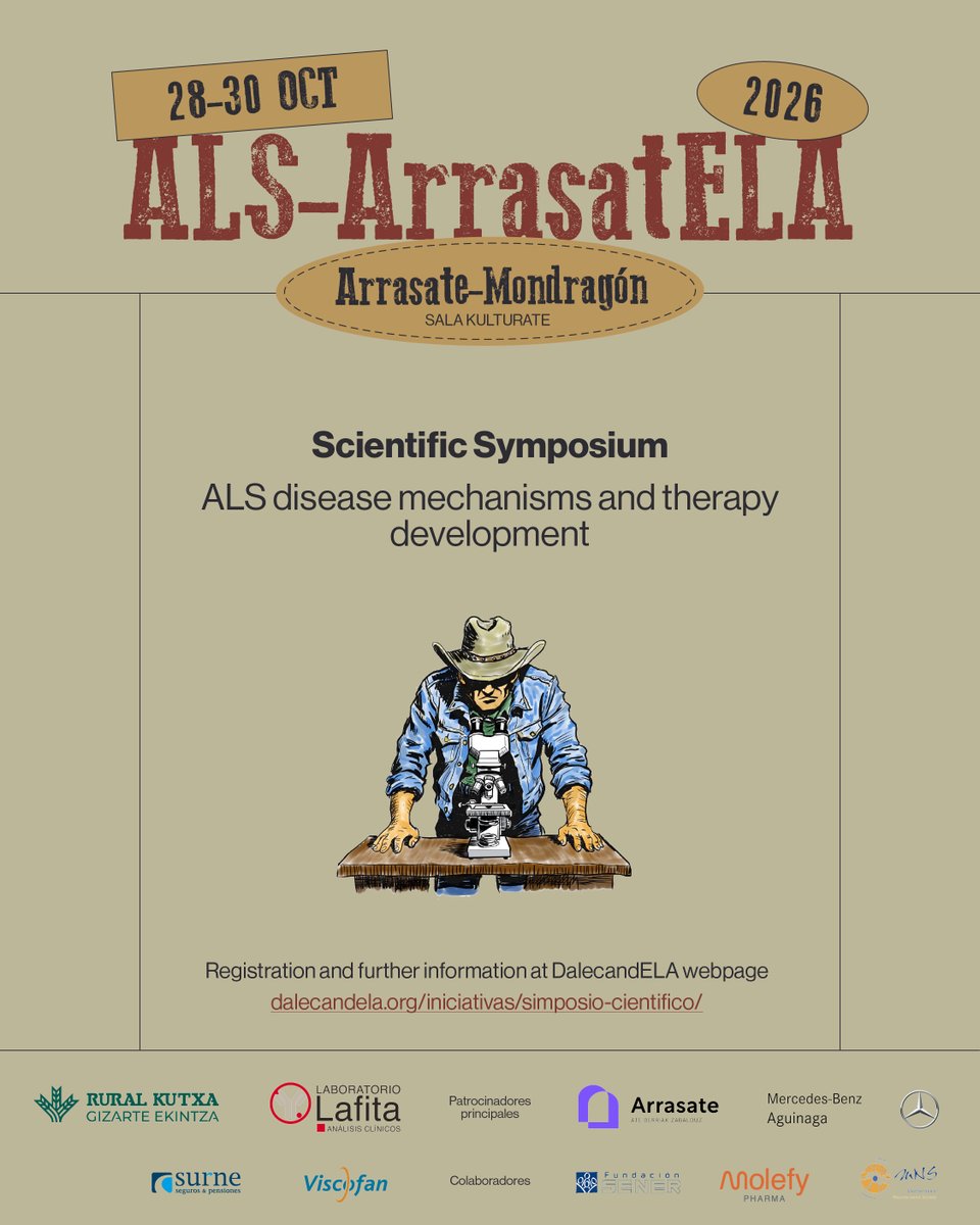 dalecandela's tweet photo. II Research Symposium ALS-ArrasatELA

🗓️  October 28-30

Speakers from UK, Belgium, Italy, Spain, USA, Portugal, etc. together looking for a cure for ALS.

Registration here: https://t.co/aDDBbARDAb

@csic @cnio @kingsCollege @biobizkaia @biogipuzkoa @cib_csic 

#CSIC #CNIO #ELA https://t.co/ogvz7E1aXF