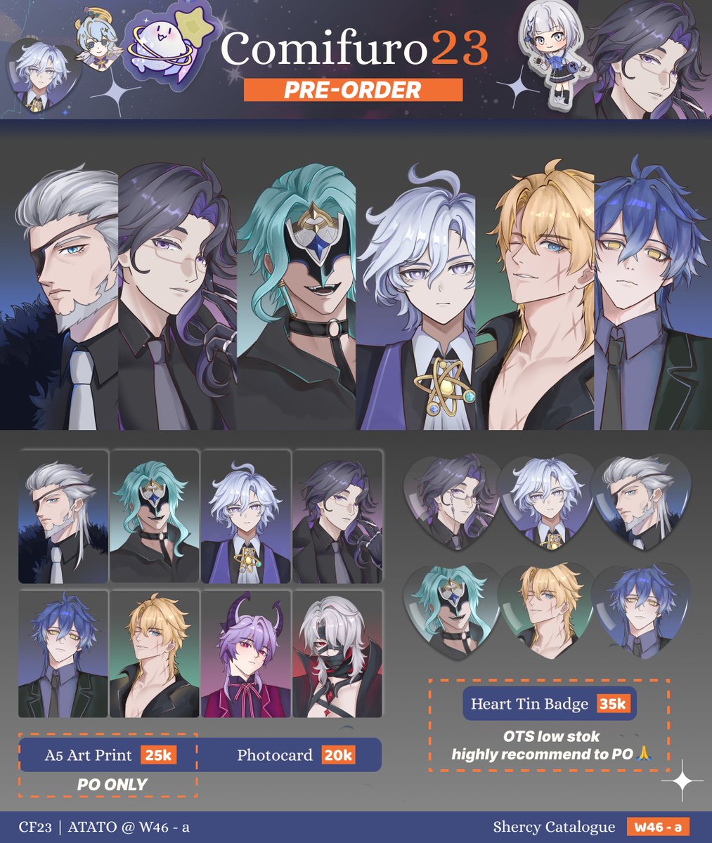 shercy_c's tweet photo. ✨COMIFURO 23 PO
✦Sher's #cf23 PICK UP Pre-Order (. ❛ ᴗ ❛.)  
Until : 7 Oktober 2026

✦ ATATO | DAY 1 &amp; Day 2 |  W46 - a 
✦ Honkai Star Rail, Genshin, Hololive Holoh3ro, original: sea creature 

🔗form in reply https://t.co/sN47jFxaca