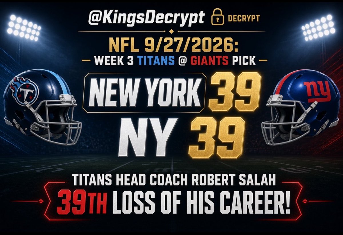KingsDecrypt's tweet photo. GIANTS ML ✅ over TITANS 

WAS SENT FOR WEEK 3 TO SUBS 

BIG 10 UNIT PLAY 

#BigBlue #TitanUp https://t.co/zD9mvziM0l