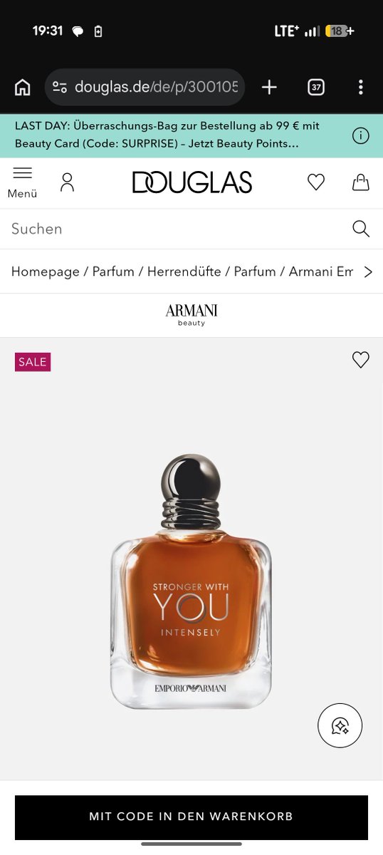 jsl58's tweet photo. @KnuelleTuennes1 Bester Winterduft. 100ml aktuell für 70€ bei Douglas im Angebot https://t.co/n0UthqKoW1