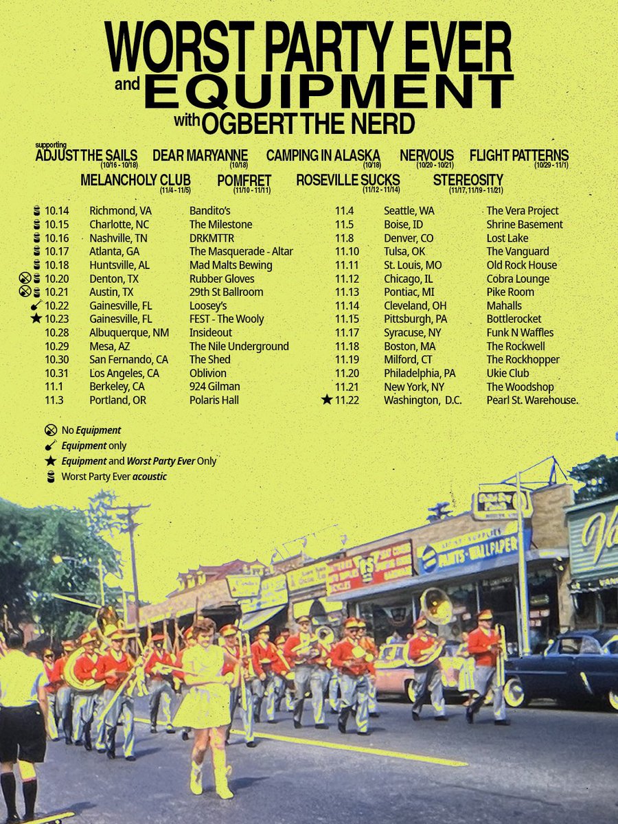 equipment_ohio's tweet photo. extending our masochism to twitter— taking requests on THIS THREAD ONLY for our fall tour :) https://t.co/SkxaLAOQDb