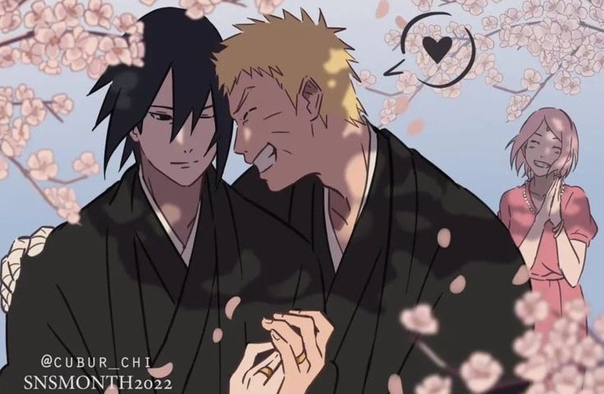 naruzuffy's tweet photo. essa ilustração de casamento do naruto e sasuke me encanta demais namoral morro de amores 🥹 https://t.co/gP71QDtbpq