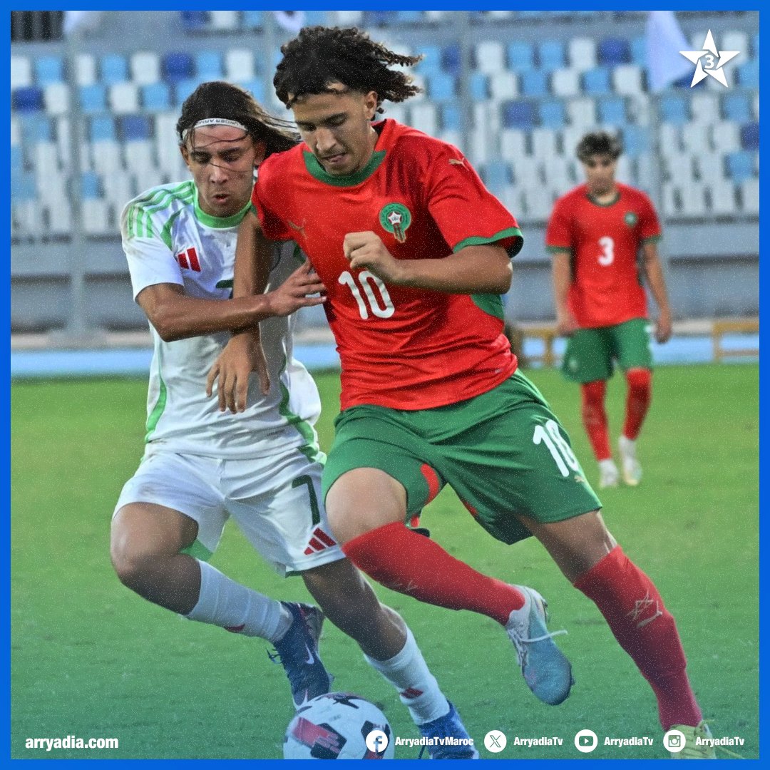 arryadiatv's tweet photo. المنتخب الوطني لأقل من 20 سنة يفوز على الجزائر بثلاثة أهداف مقابل هدف واحد، ضمن منافسات بطولة شمال أفريقيا المقامة بمصر والمؤهلة إلى نهائيات كأس أفريقيا للأمم.
وبهذا الفوز، رفع المنتخب الوطني لأقل من 20 سنة رصيده إلى أربع نقاط من مباراتين، بعد تحقيقه انتصارا وتعادلا.
#UNFA #ENMAROC #FRMF #ENMU20