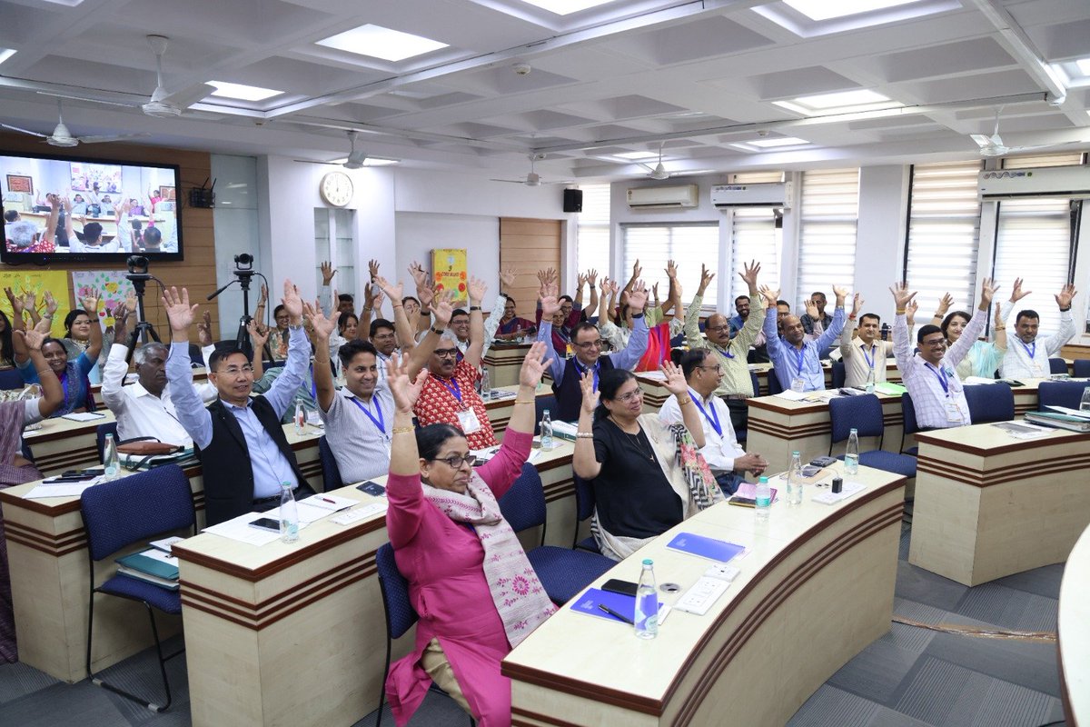 ncert's tweet photo. Dialogue • Insights • Experiential Learning • Collaboration
Conference of SCERTs/SIEs Directors | Day 2,Coordinated  by Department of Teacher Education 

A day of meaningful dialogue, shared experiences and collaborative learning, bringing together institutional leadership to reflect, connect and strengthen school education.

Panel Discussions | Insights & Challenges
Heads of NCERT departments and units—DCS&D, DER, ESD, DEL, DESM, DEE, DTE and CIET—shared perspectives on:

• Post-NEP 2020 experiences across States/UTs
• Emerging challenges & implementation experiences
• Research & curriculum development
• Educational technology
• Foundational Literacy & Numeracy (FLN)
• Teacher capacity development
• Institutional linkages & collaboration

Experiential Learning | Pradhan Mantri Sangrahalaya
An enriching journey through history, inspiring reflections on leadership, vision, resilience and collective action.

Learning together. Sharing experiences. Strengthening education.

#NCERT #SCERT #SIE #DirectorsConference #SchoolEducation #EducationalLeadership #KnowledgeSharing