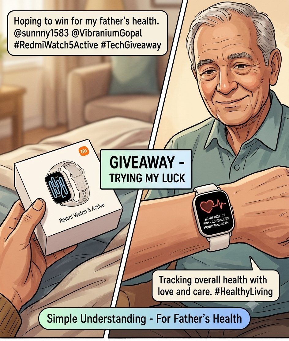 DivineS1319's tweet photo. @sunnny1583 Hey @sunnny1583! Bhai
congrats to crossed 5K! The continuous heart rate monitoring on Redmi Watch 5 Active would be great for tracking my father's overall health. Hope to win this for him! ๐ค @VibraniumGopal let's try my bad luck๐ค๐ผ#RedmiWatch5Active #TechGiveaway #HealthyLiving https://t.co/0lQmZe3S87