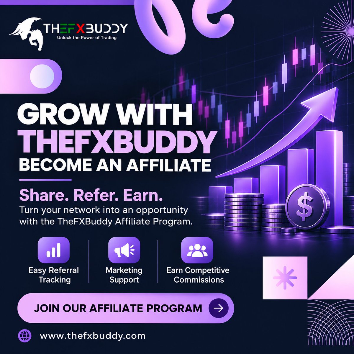 TheFxBuddy's tweet photo. Grow with TheFXBuddy! Become an affiliate and turn your network into opportunity. Share your referral link, track your referrals, access marketing support, and earn competitive commissions. Start your affiliate journey today! 🌟
🌐 https://t.co/nBEm8YDoND
#AffiliateProgram https://t.co/yqB5cU0hJM