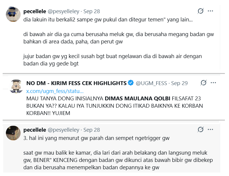 UGM_FESS's tweet photo. Dari temen-temen JS nggak ada yang mau jadi lead untuk mengawal kasus ini?
Denger-denger ybs malah dijadikan HRD untuk RDK tahun depan juga?

Separah ini tapi masih belum ada yujiem yang jadi lead untuk mengawal.

https://t.co/Xm2EVMoQ2P https://t.co/HS6oRMxEYF