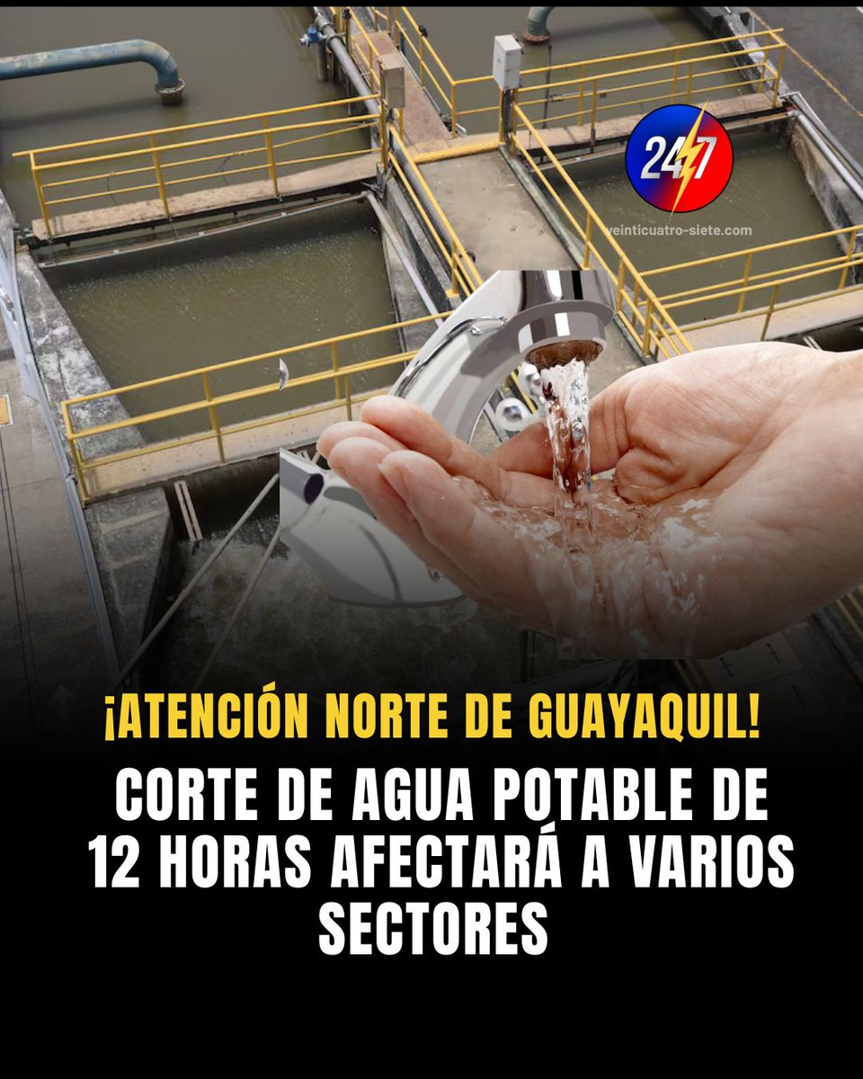24_7ec's tweet photo. CORTE DE AGUA POTABLE DE 12 HORAS AFECTARÁ A VARIOS SECTORES

Interagua anunció una interrupción programada en el suministro de agua potable que afectará a múltiples barrios del norte de la ciudad.

La suspensión se debe a trabajos de interconexión entre acueductos en la cooperativa San Fabián. La medida regirá desde las 21:00 del jueves 1 de octubre hasta las 09:00 del viernes 2 de octubre. Entre las zonas afectadas se encuentran Mucho Lote 1, Villa España, Las Orquídeas, Colinas del Maestro, Geranios I y II, y diversos bloques de Bastión Popular. Se recomienda a los moradores tomar las precauciones necesarias y abastecerse con anticipación.

¿Su sector está en la lista de afectados por este corte programado? Déjanos tu opinión en los comentarios. 👇

Síguenos en todas nuestras redes sociales como 24/7 Noticias (@24_7ec en Facebook, Instagram, X y YouTube, y @24.7ec en TikTok) para más información. Ve el video completo en nuestros canales. 📲

#247Noticias #Ecuador #Guayaquil #Interagua #CorteDeAgua #NorteDeGuayaquil #NoticiasEcuador