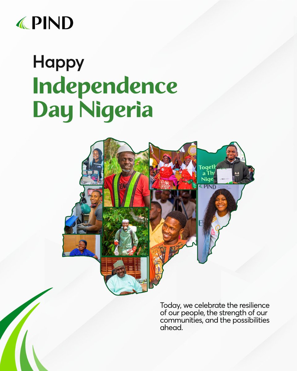 PINDFoundation's tweet photo. 🇳🇬 𝐍𝐢𝐠𝐞𝐫𝐢𝐚 𝐚𝐭 𝟔𝟔

Today, we celebrate the resilience of our people, the strength of our communities, and the possibilities ahead.

At PIND, we remain committed to advancing peace, opportunity and inclusive development across the Niger Delta.

𝐇𝐚𝐩𝐩𝐲 𝐈𝐧𝐝𝐞𝐩𝐞𝐧𝐝𝐞𝐧𝐜𝐞 𝐃𝐚𝐲, 𝐍𝐢𝐠𝐞𝐫𝐢𝐚! 💚🤍💚

#NigeriaAt66 
#PINDFoundation 
#NigerDelta
