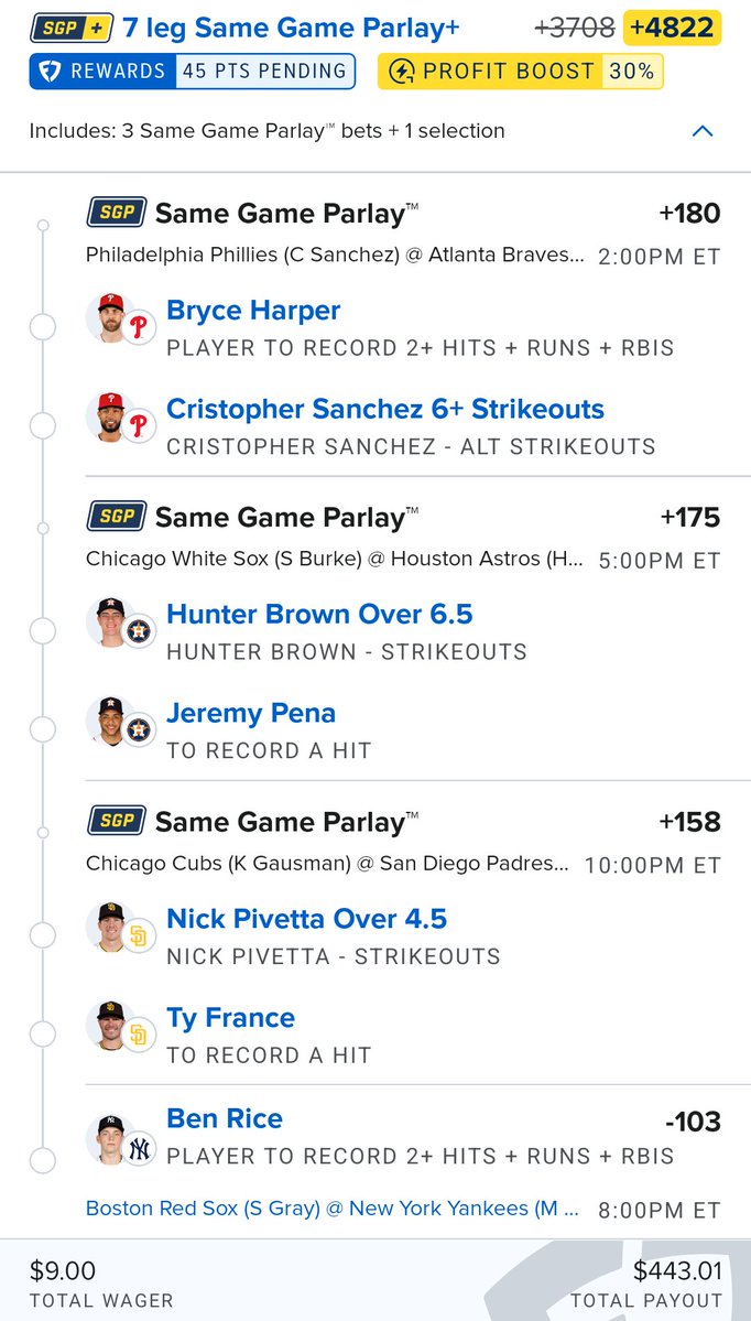 bet_philly's tweet photo. 🚨 Wednesday MLB Playoffs⚾️ 🚨
Early profit boosted mixed slip for today's Wild Card games. Play your faves solo, make your own or tail. Be responsible about it.
#gamblingX #mlbbets #mlbparlay #baseballparlay #fanduel #hitterprops #strikeoutprops #pitcherprops #samegameparlay https://t.co/czFbrt7OWd