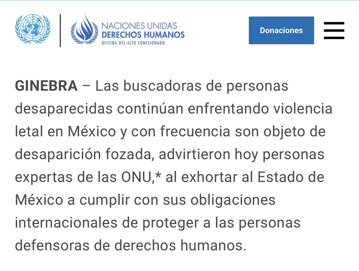 PamCerdeira's tweet photo. ⚠️ Anuncia la ONU el reconocimiento del 19 de Diciembre como Día Internacional en Reconocimiento a las Mujeres Buscadoras de Personas Desaparecidas.

La Asamblea General aprobó la designación por los niveles alarmantes de violencia que padecen las buscadoras en México. https://t.co/4qW5kL5fn9