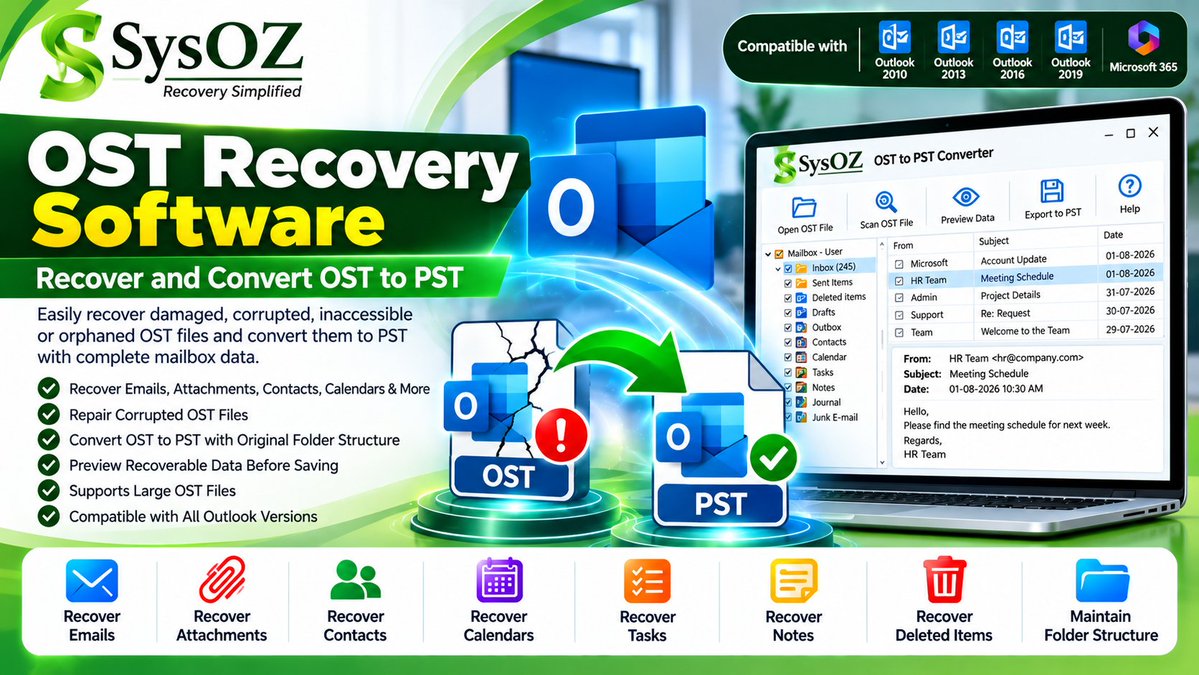 Sys_OZ's tweet photo. How to Convert #OSTtoPST?
Learn about OST to PST conversion and different ways to access Outlook mailbox data in PST format.
📖 Read the complete guide:
https://t.co/cL9TKOjoPV https://t.co/4Buk2EvNG3