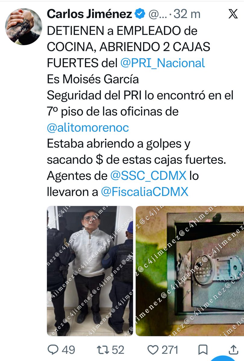 c4jimenez's tweet photo. EL $ RECUPERADO de las OFICINAS del @PRI_Nacional
Todos estos billetes de $500, algunos de 200 y 100…
Es el dinero q robó un empleado de cocina, de las oficinas donde despacha @alitomorenoc 
Estaban resguardados en estas cajas fuertes.
Personal de seguridad lo descubrió.
Agentes de @SSC_CDMX detuvieron al empleado.
@FiscaliaCDMX indaga.