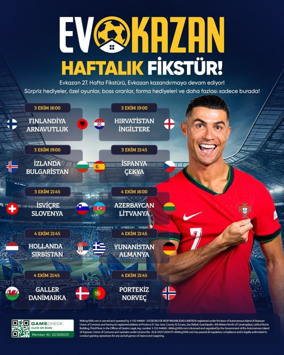 karamelsiyim's tweet photo. #MrKing'de EvKazan keyfi devam ediyor!

3-4 Ekim maçlarına tahminini yap, nakit ödüller, freespinler ve dahası gibi kazanç şanslarını yakala!

Güncel giriş yorumda!
Ronaldo Dilan Polat https://t.co/B2u2Ubb4Uj