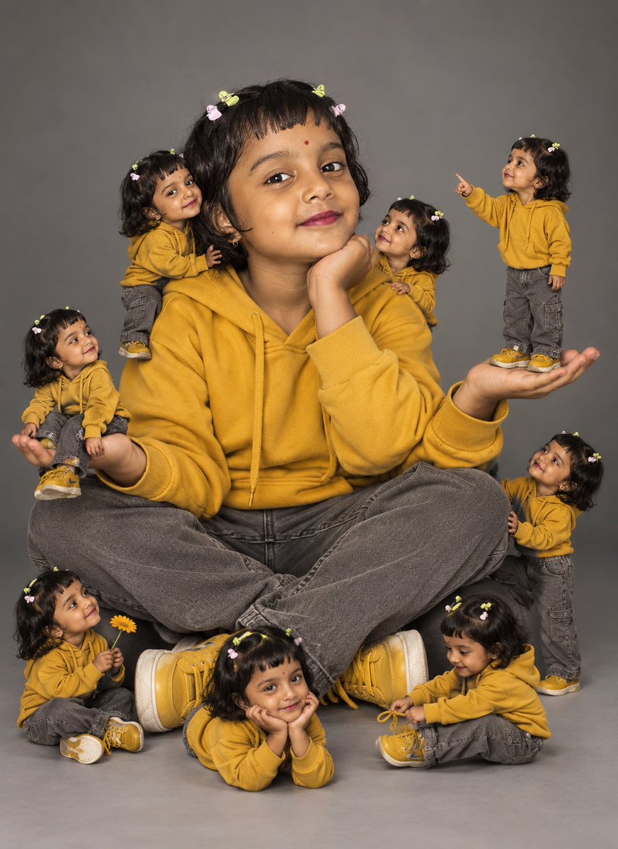 kamalofficial_'s tweet photo. ✨ Little me, multiplied by magic! 💛
#MiniMe #CuteVibes #LittleMagic #SurrealArt #CreativeEdit #ChildhoodMagic #Whimsical #PhotoEdit https://t.co/YQG3d9jOrl