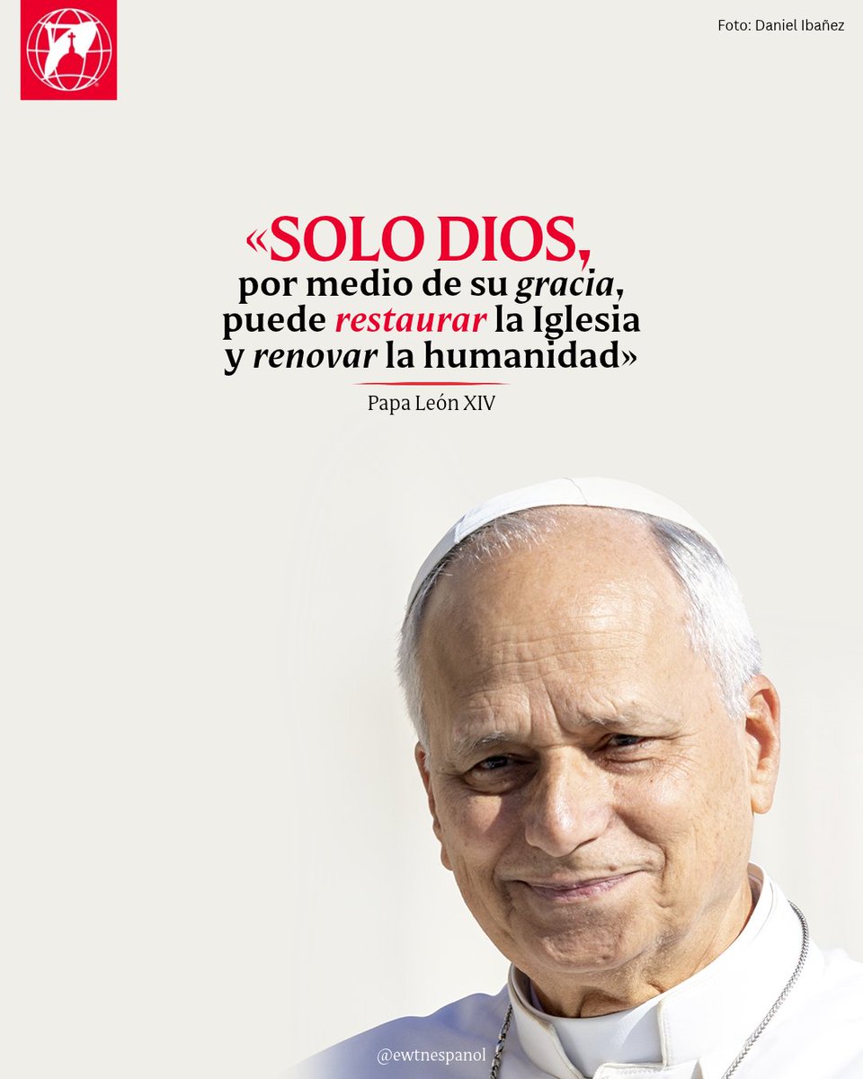 EWTNespanol's tweet photo. "Solo Dios, por medio de su gracia, puede restaurar la Iglesia y renovar la humanidad, y esto es precisamente lo que está sucediendo en París, Lourdes y Metz. Así como se restauró la Catedral de Notre-Dame, también la Iglesia en Francia está siendo renovada. Esto se percibe particularmente en el entusiasmo de los jóvenes y en el aumento del número de bautismos." Papa León XIV, Audiencia General del 30 de septiembre de 2026.