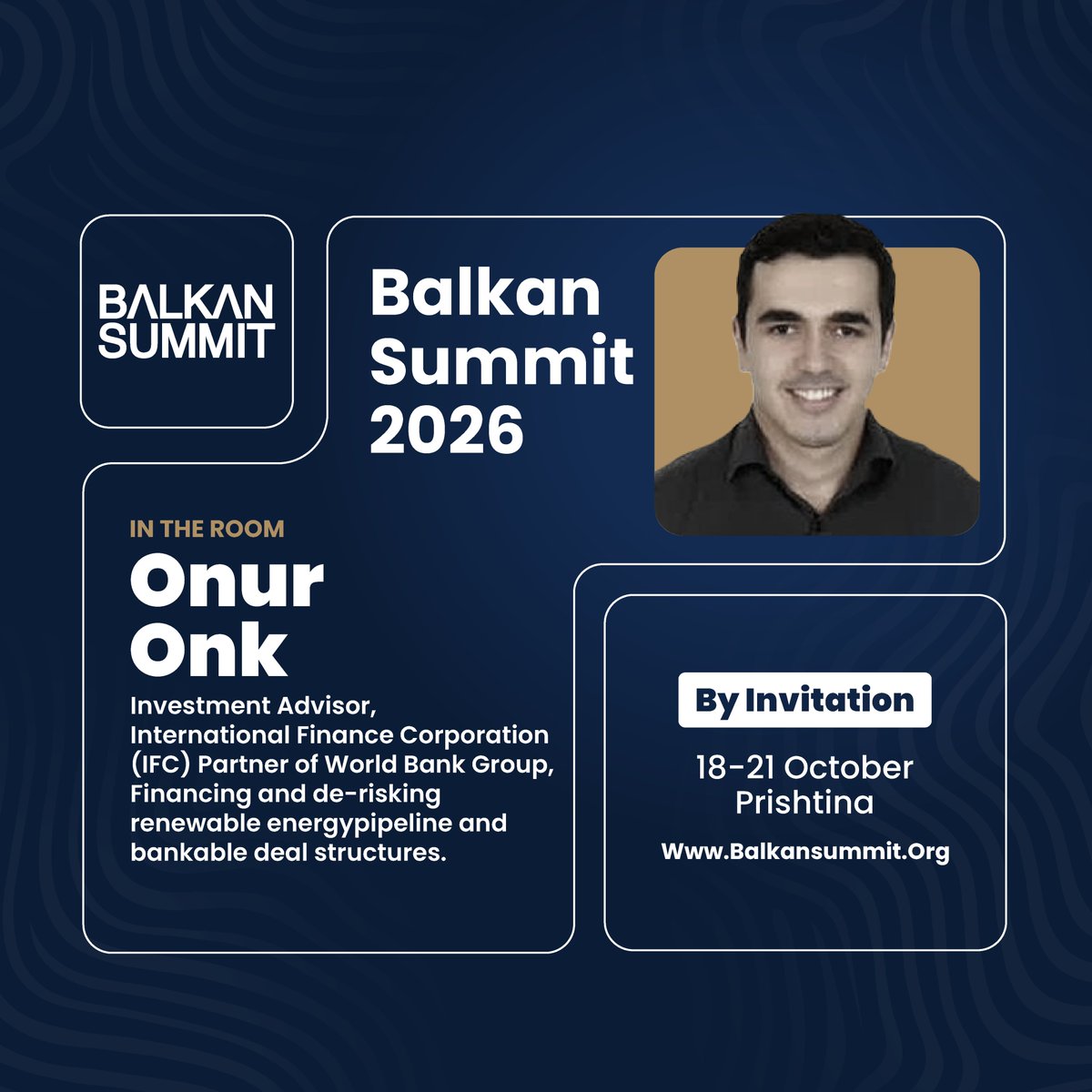 balkan_summit's tweet photo. Onur Onk, Investment Advisor at IFC, joins Balkan Summit 2026 to discuss what makes renewable energy projects bankable—from financing and risk reduction to deal structures shaping the Balkans’ energy future.

18–21 Oct · Prishtina
#BalkanSummit #RenewableEnergy https://t.co/Dgg7WXnv3x