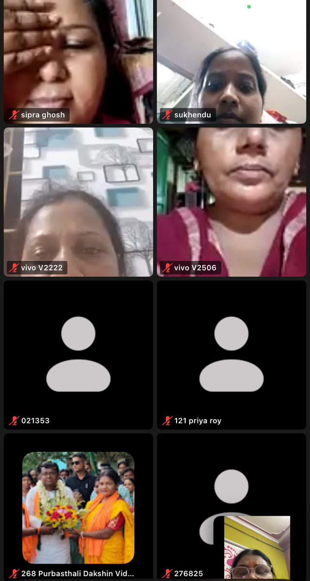 BJPMM4Bengal's tweet photo. A virtual meeting was conducted in the presence of our @BJPMM4Bengal President, Smt. Anjana Basu Ji. 

The training session focused on the SARAL App and #AnganMilanSeva, strengthening digital engagement and grassroots outreach.
@smritiirani 

@BJPMahilaMorcha 
@RoopkumariBJP https://t.co/STkJ663P2P