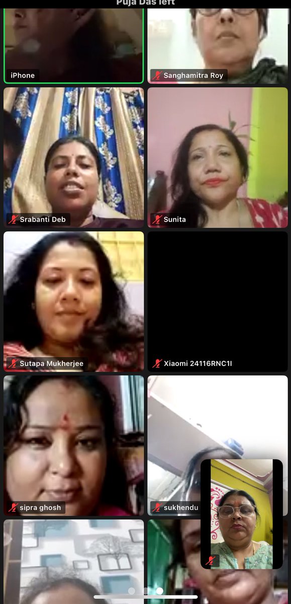BJPMM4Bengal's tweet photo. A virtual meeting was conducted in the presence of our @BJPMM4Bengal President, Smt. Anjana Basu Ji. 

The training session focused on the SARAL App and #AnganMilanSeva, strengthening digital engagement and grassroots outreach.
@smritiirani 

@BJPMahilaMorcha 
@RoopkumariBJP https://t.co/STkJ663P2P