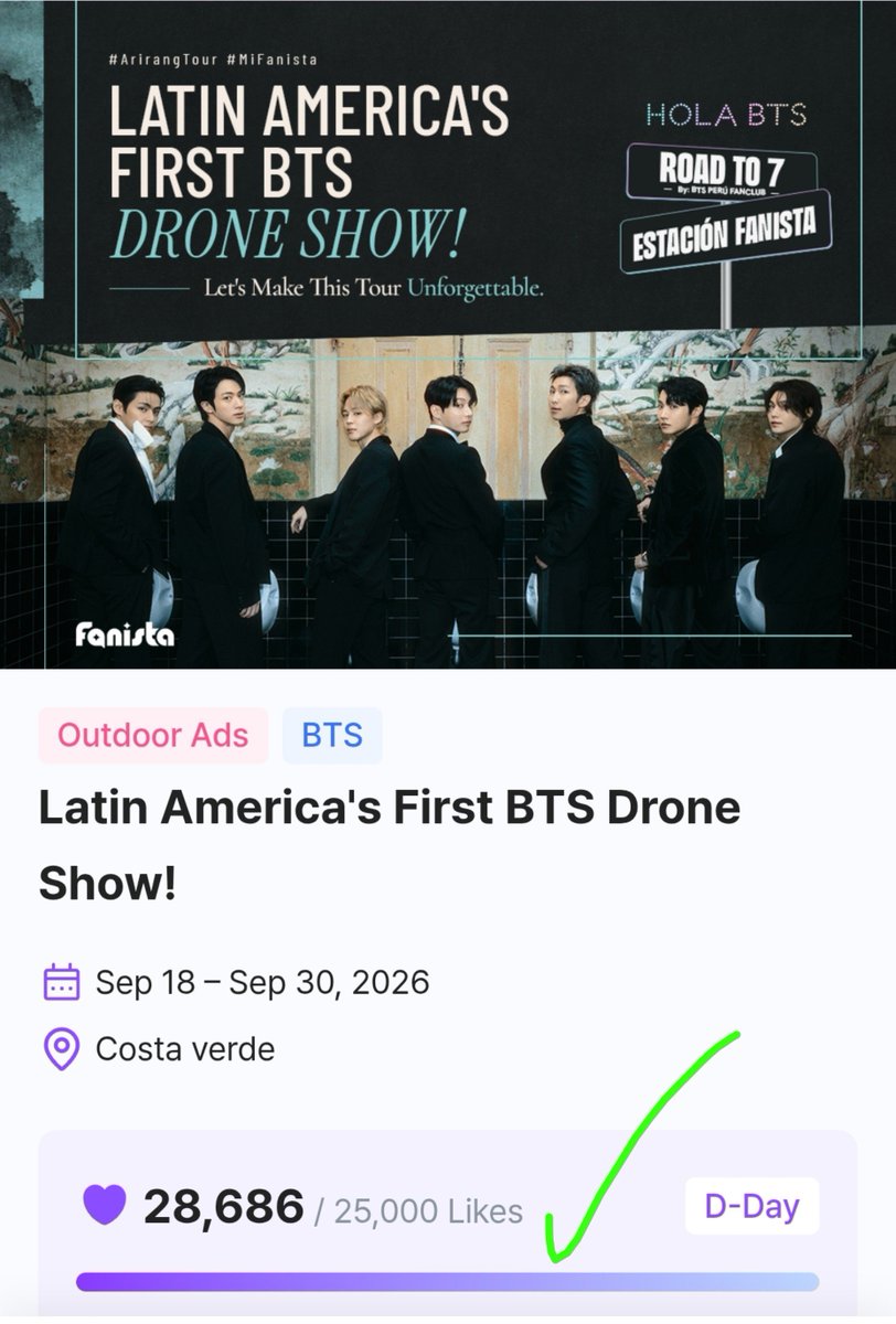 bts_peru1's tweet photo. 📣 Nos faltan 6 314 LIKES para conseguir MÁS DRONES💪

🗳️ Vota con todas tus cuentas (Google, Facebook)
🔗https://t.co/mWixUXGFSU
✅ Registro gratuito
‼️ No pide tarjeta

Ayúdanos a lograr los 35K de LIKES  🫶
#RoadTo7  #LimaTheCity  #BTSDroneShow  #btsperu https://t.co/XfNVpksses