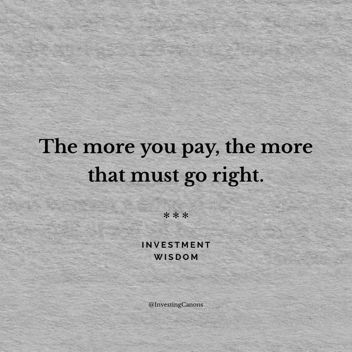 InvestingCanons's tweet photo. Howard Marks: “There is no asset which is so good that it can’t become overpriced and dangerous.”

The higher you pay, the less room for error.

A great company can deserve a premium without deserving any premium.