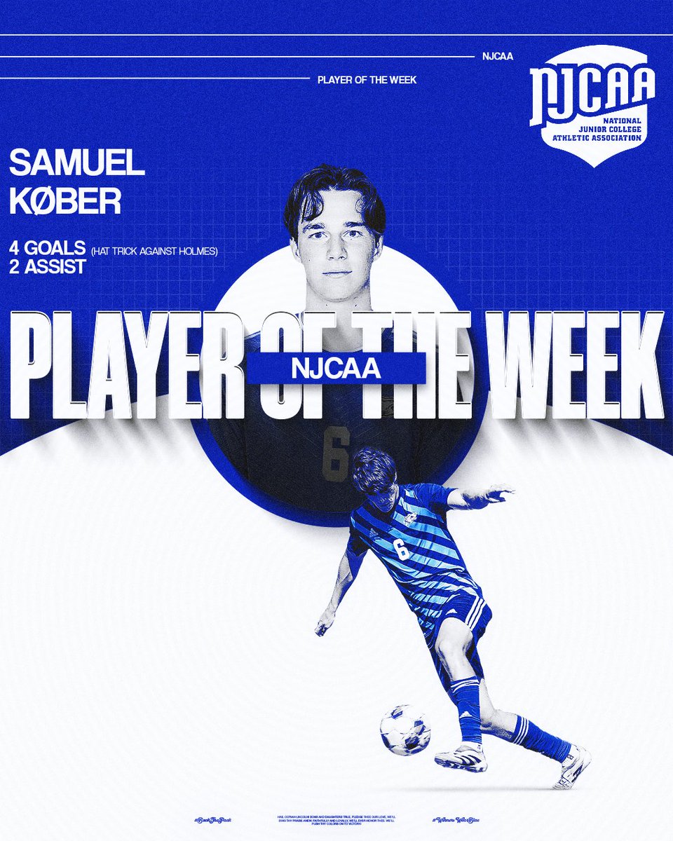 colinathletics's tweet photo. Samuel Køber has been named the NJCAA Soccer Player of the Week!

#BackThePack https://t.co/aiq4QHUFKy