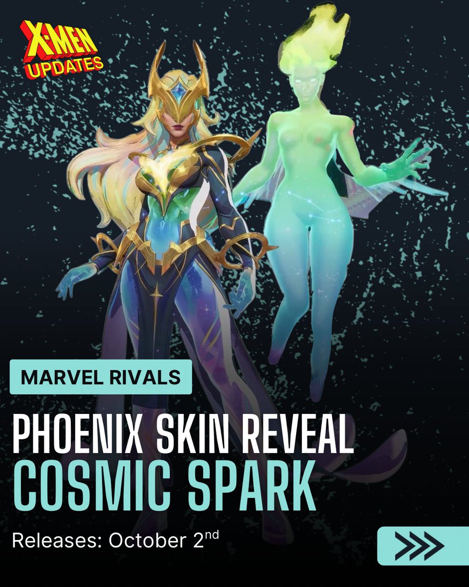 XMenUpdate's tweet photo. Jean Grey’s new skin Cosmic Spark will be available in #MarvelRivals on Friday! 

What are you thoughts on this latest Celestial Messenger skin? 💭 https://t.co/E7ePEH6ABc
