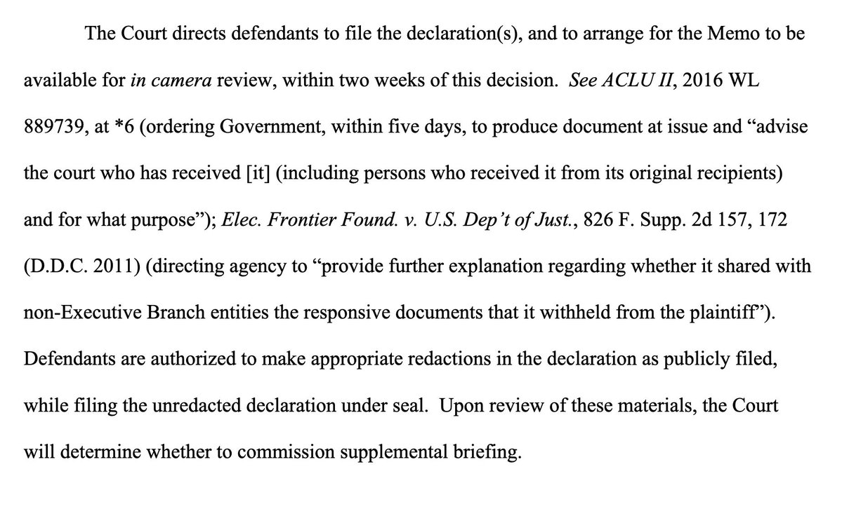 KlasfeldReports's tweet photo. A federal judge ORDERED the Trump admin to privately show him the memo purporting to justify boat strikes that have killed 234 people in the Caribbean and Pacific.

Judge Engelmayer rejected several rationales for withholding the memo from the public and will determine whether to release it.