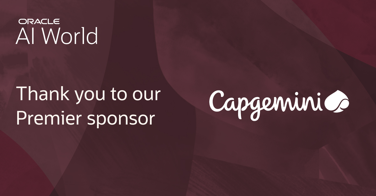 OracleAIWorld's tweet photo. See how @Capgemini helps organizations turn transformation into tangible business value. Explore more at #AIWorld. https://t.co/HppxA1W1rT https://t.co/738ZbhfSPC