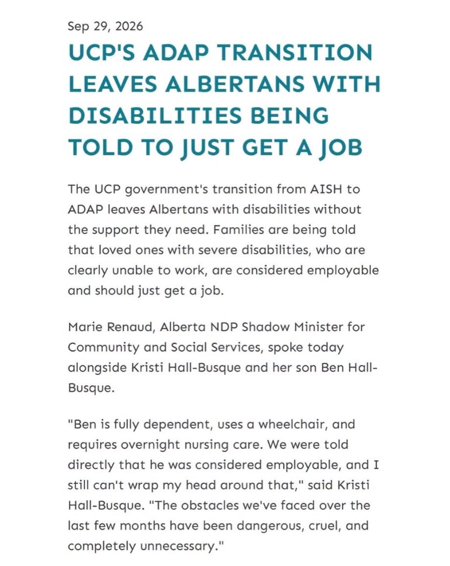 zacharyweeks's tweet photo. Kristi and Ben, I am so sorry. Ben is fully dependent and was still deemed employable under ADAP. The way this government decides who is "employable" is irresponsible and undignified.

Thank you for joining @MarieFrRenaud to share your story. 💚

#AISH #ADAP https://t.co/HcEiFwmjRi