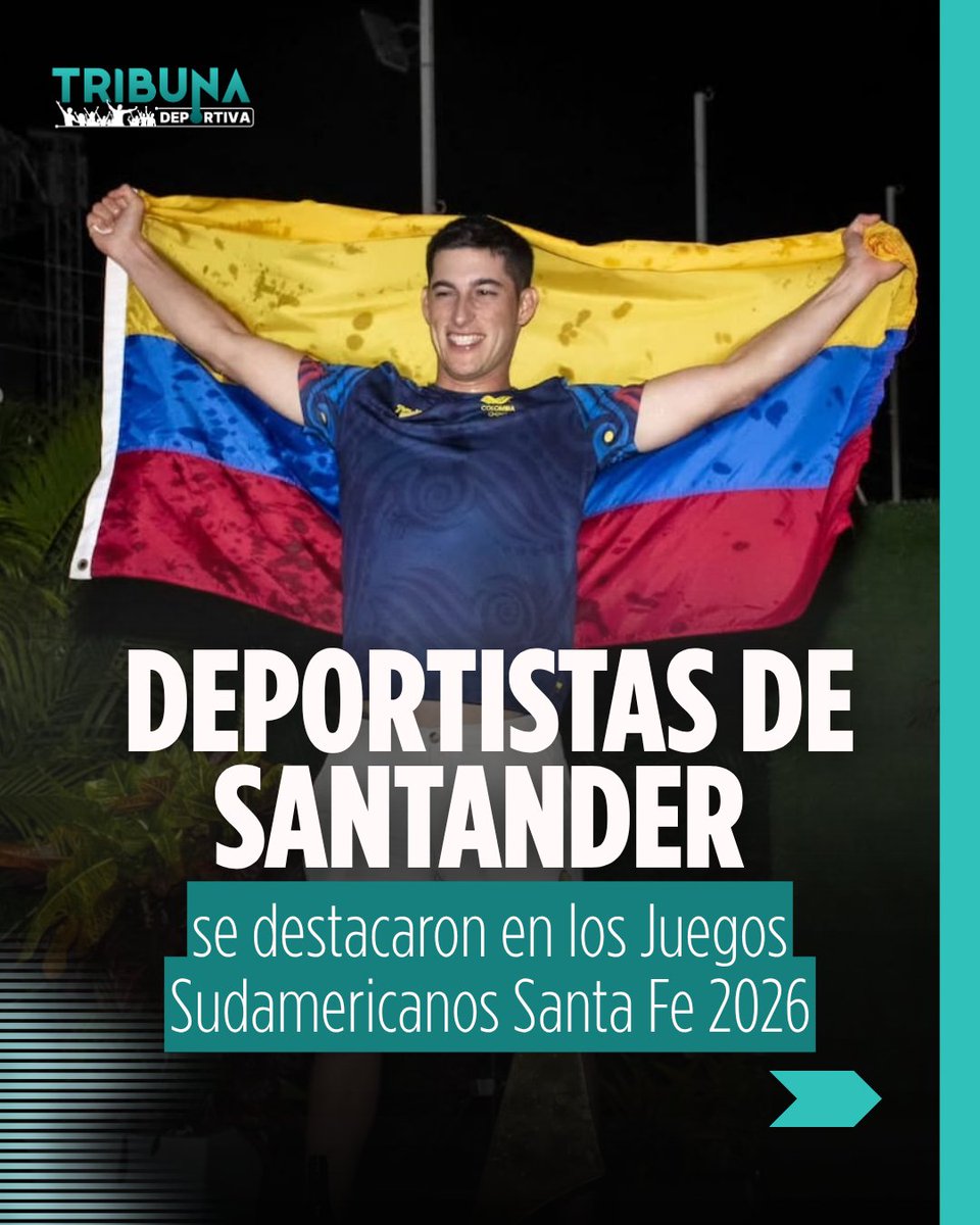 LaTribunaVcom's tweet photo. 🥇🥈🥉 Santander dejó su huella en los Juegos Sudamericanos Santa Fe 2026.

Los deportistas santandereanos aportaron 7 medallas para Colombia: 3 oros, 1 plata y 3 bronces. 🇨🇴🏅
Conozca a todos los representantes del departamento que hicieron parte de estas justas. 👇 https://t.co/IvaauFqUAL